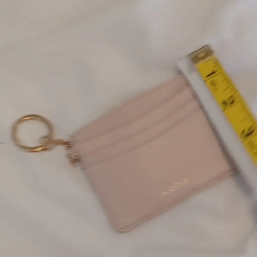 Lodis Pink Card Holder Keychain Genuine Leather